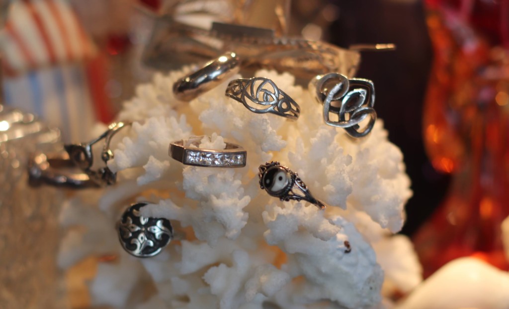 Rings on a piece of coral.