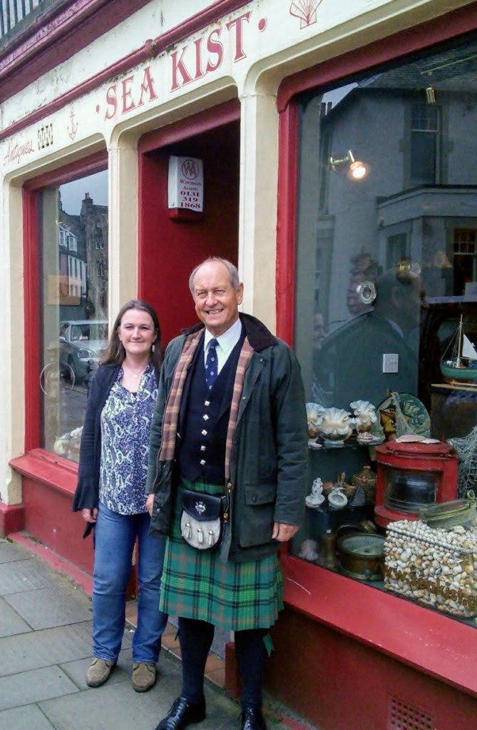 Jenni Meldrum from Sea Kist with antiques expert Charlie Ross outside her shop in South Queensferry.
